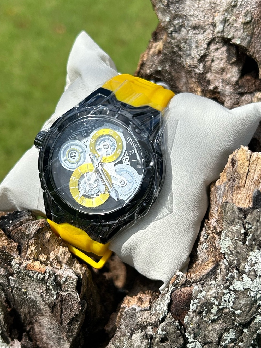 Invicta Activa Drift X Yellow Silicone Band Black Skeleton Dial Watch